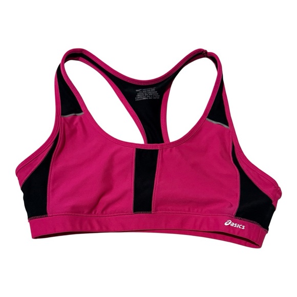 Asics Pink and Black Racerback Sports Bra - Picture 1 of 5